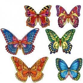 Украшения вафельные бабочки цветные с рисунком микс